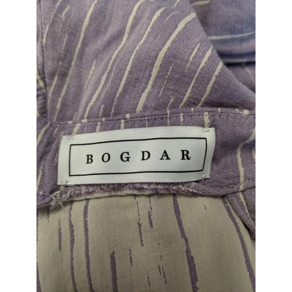 Bogdar Womens Size Large Flared Pants Purple White Striped Cotton Pull On - Picture 11 of 13